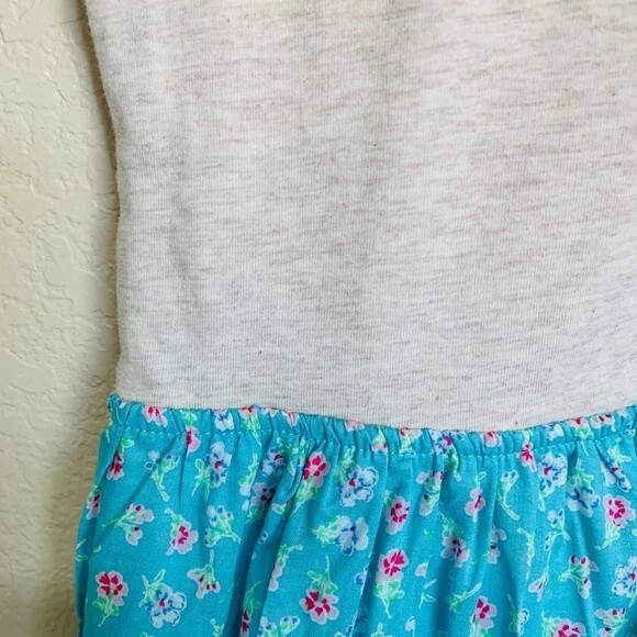 GAP kids girls dress beige color block ruffle  sleeveless  floral dress size L - Picture 6 of 10